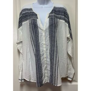 Sundance , Elina‎ Blouse, White and Navy size  14